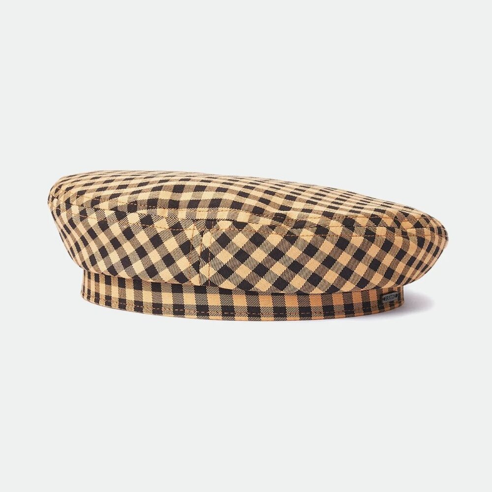 Brixton Fiddler Beret Cap Hat Gingham Plaid Yellow Black NEW Sizes S, M, L - Picture 14 of 14